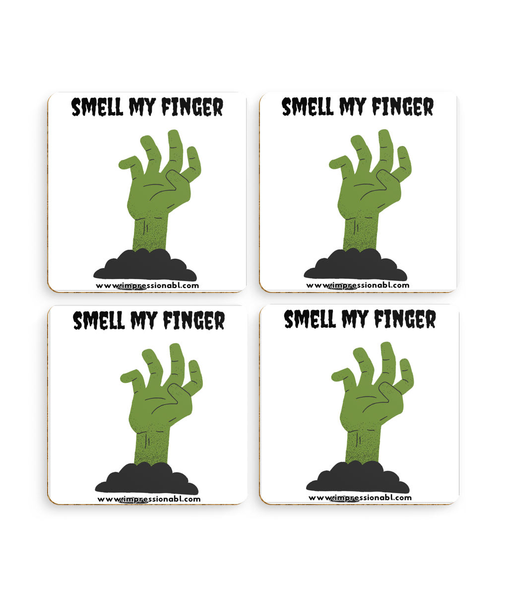 Pack of 4 Halloween Coasters - Smell My Finger